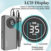 Wiertarka do paznokci 35000 RPM akumulator do paznokci polerka do maszyna do Manicure elektryczna wiertarka do paznokci wiertarka do paznokci z ekran LCD 2